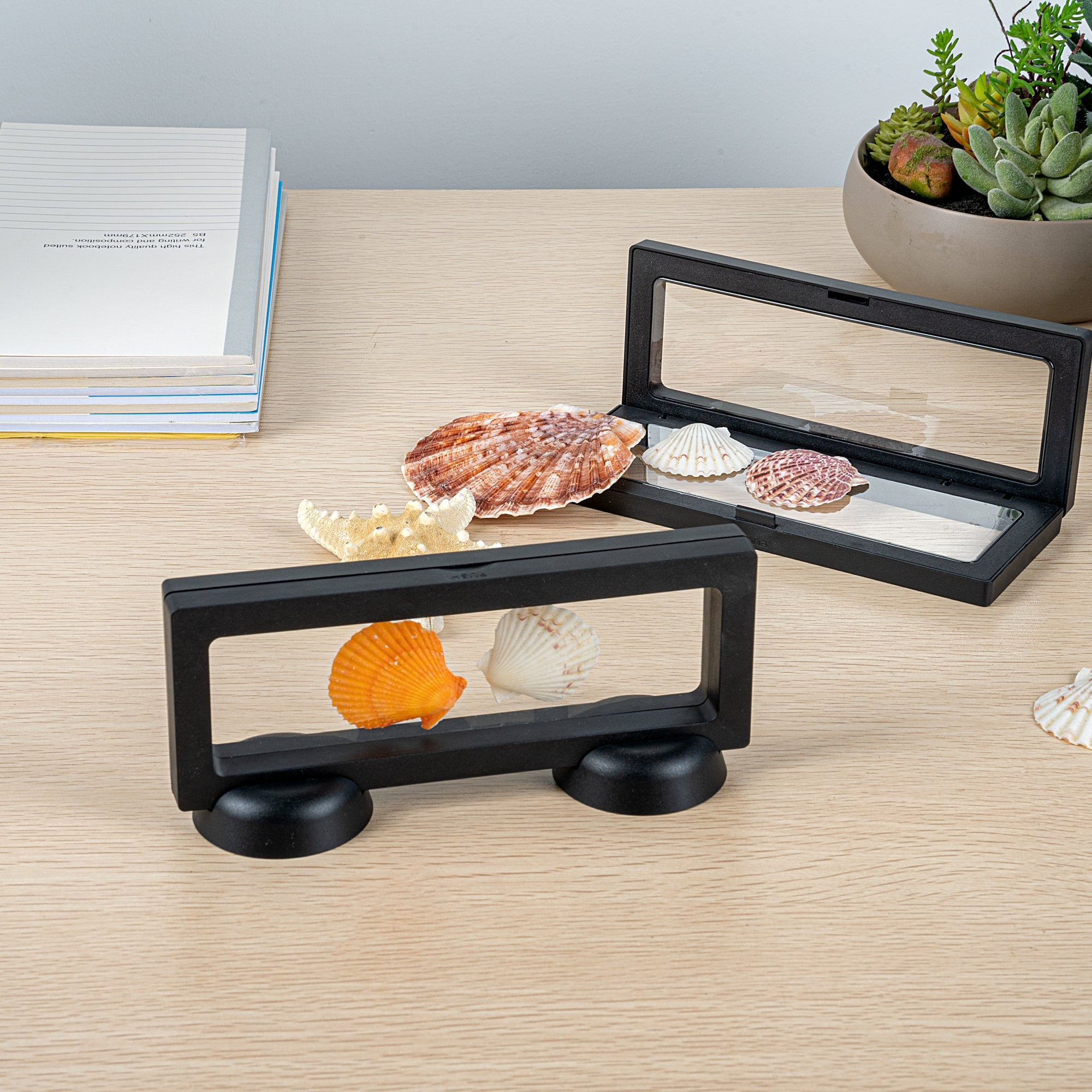 Display Tek Rectangle Black Plastic 3D Floating Display Case - 7" x 2 3/4" x 3/4" - 10 count box