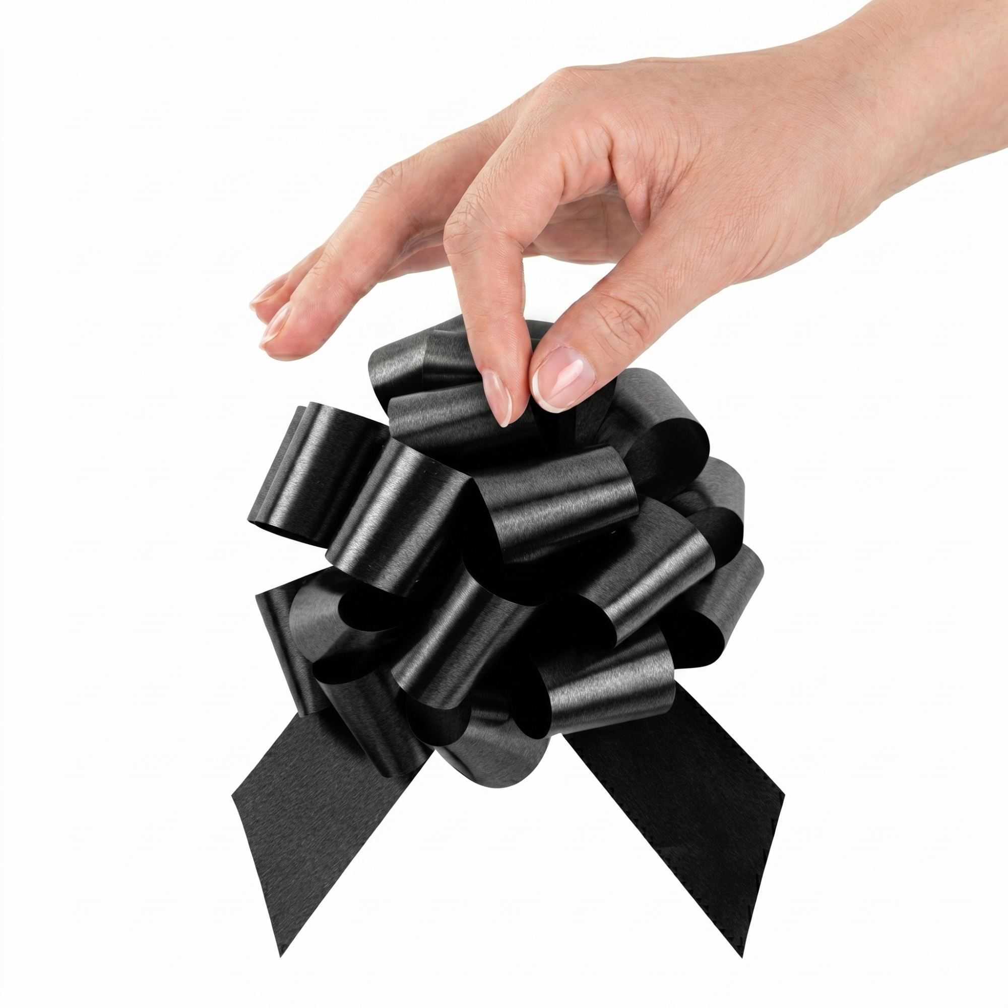 Gift Tek Black Plastic Flora Satin Pull Bow - 5 1/2" - 1000 count box
