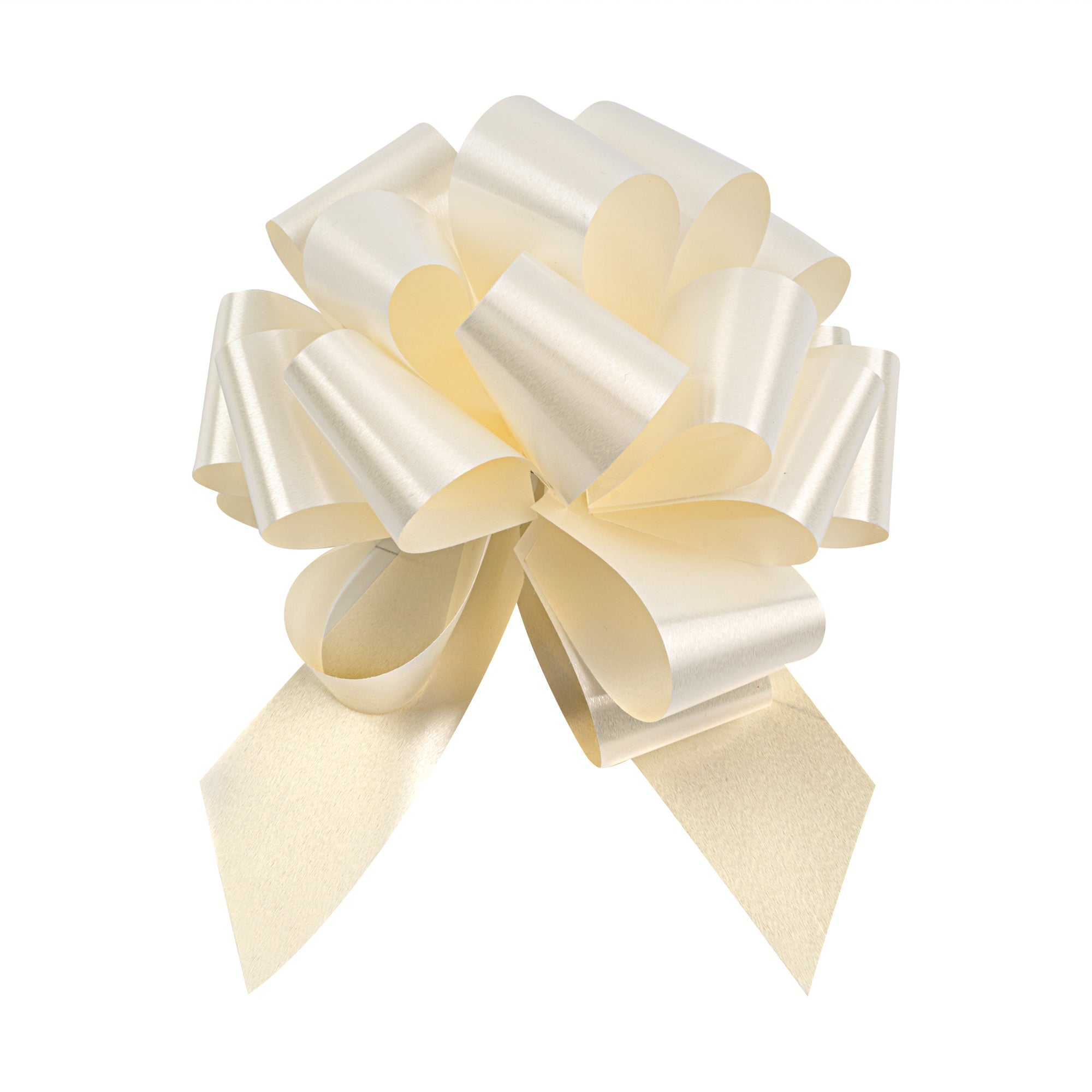 Gift Tek Cream Plastic Flora Satin Pull Bow - 5 1/2" - 10 count box