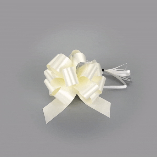 Gift Tek Cream Plastic Flora Satin Pull Bow - 5 1/2" - 1000 count box