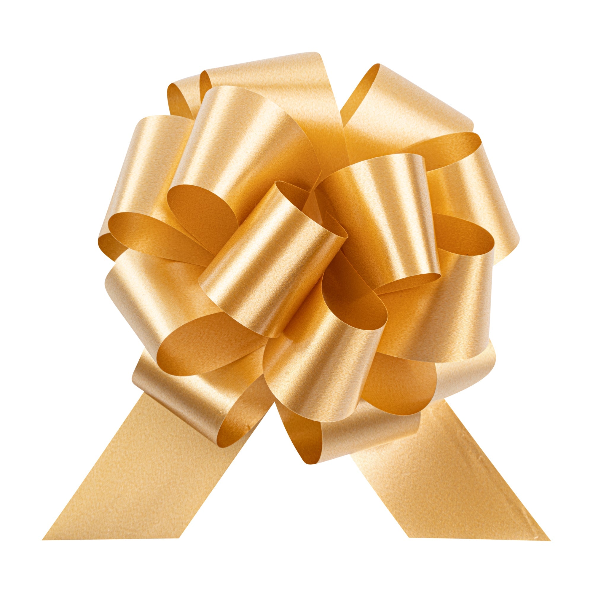 Gift Tek Gold Plastic Flora Satin Pull Bow - 5 1/2" - 10 count box