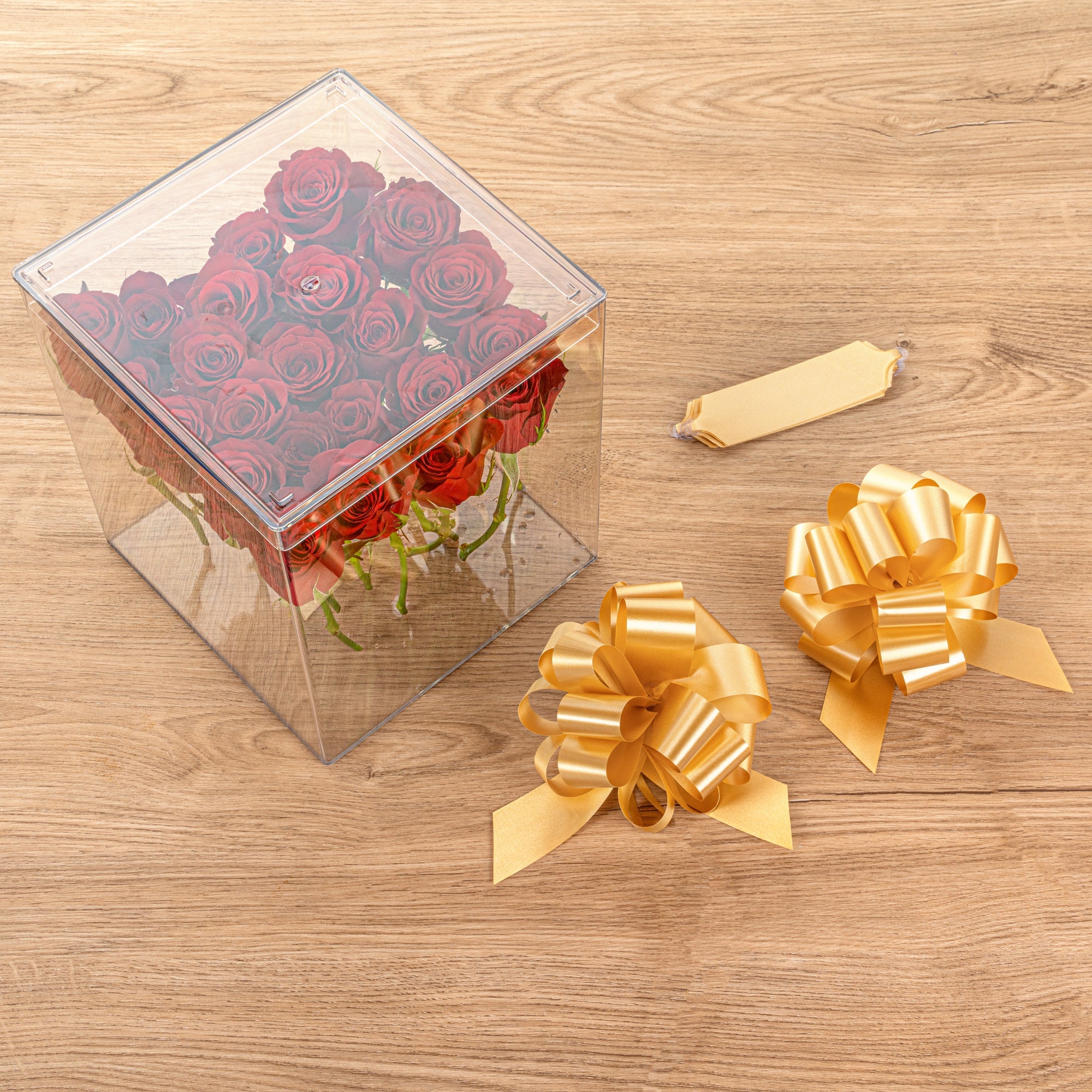 Gift Tek Gold Plastic Flora Satin Pull Bow - 5 1/2" - 1000 count box