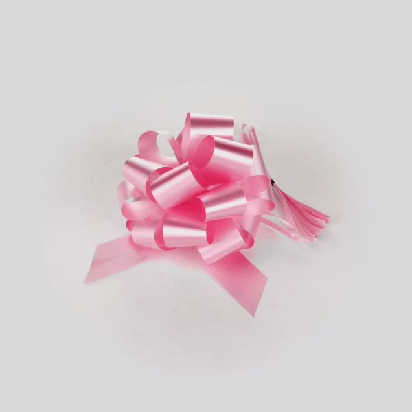 Gift Tek Light Pink Plastic Flora Satin Pull Bow - 5 1/2" - 1000 count box