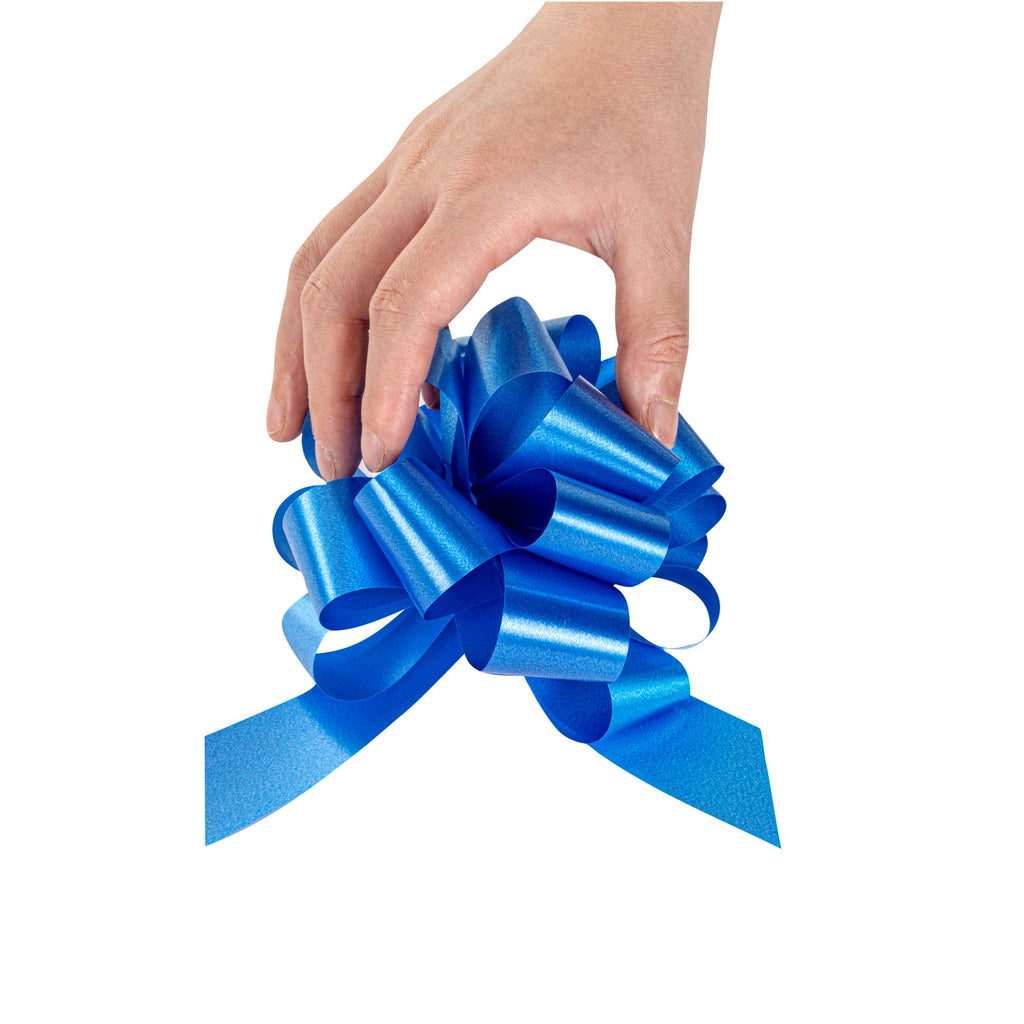 Gift Tek Midnight Blue Plastic Flora Satin Pull Bow - 5 1/2" - 10 count box