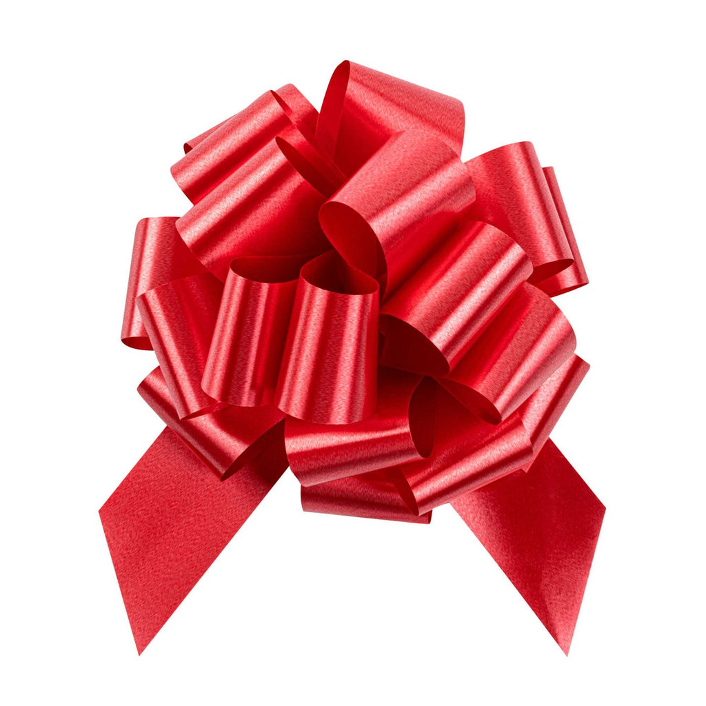 Gift Tek Red Plastic Flora Satin Pull Bow - 5 1/2" - 1000 count box