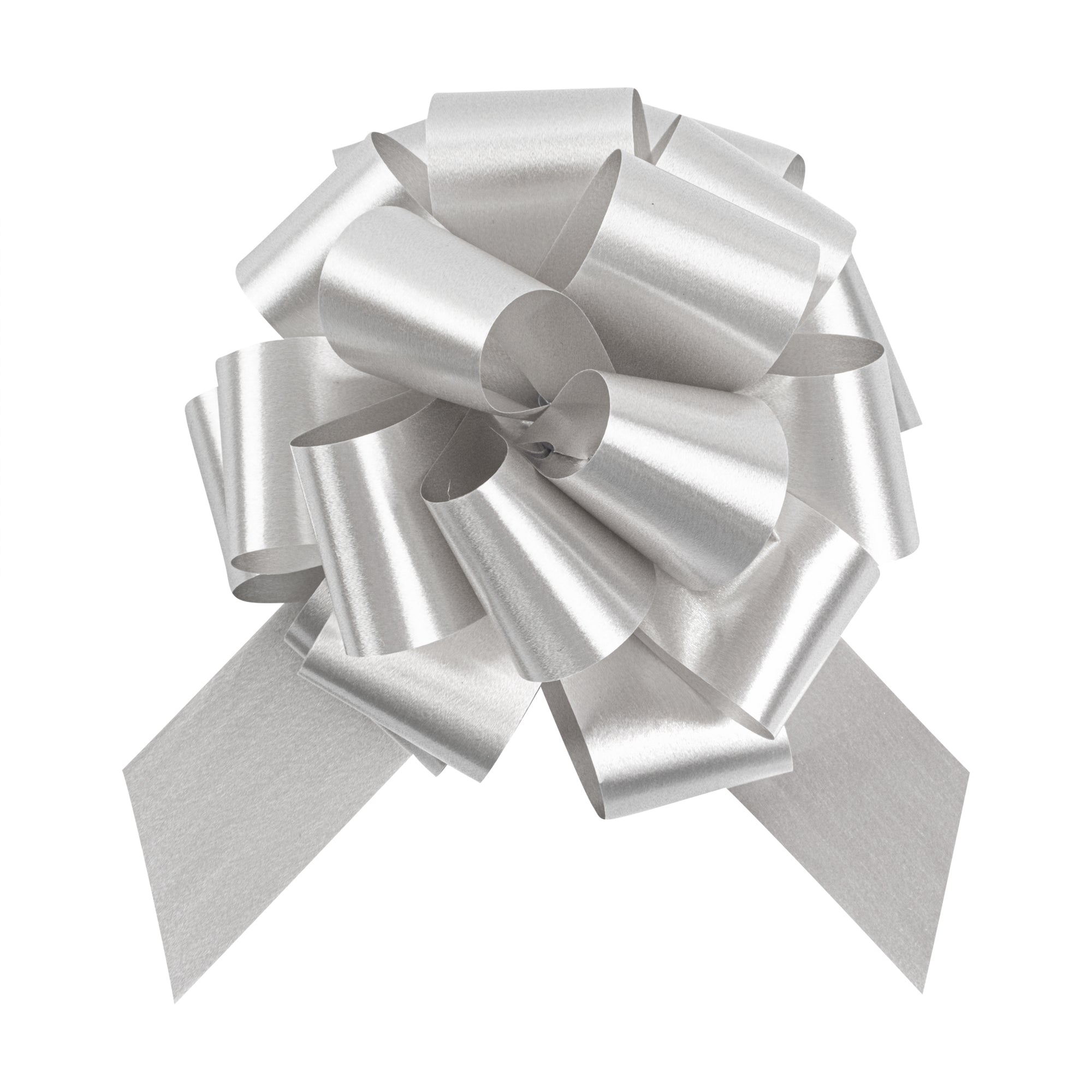 Gift Tek Silver Plastic Flora Satin Pull Bow - 5 1/2" - 10 count box