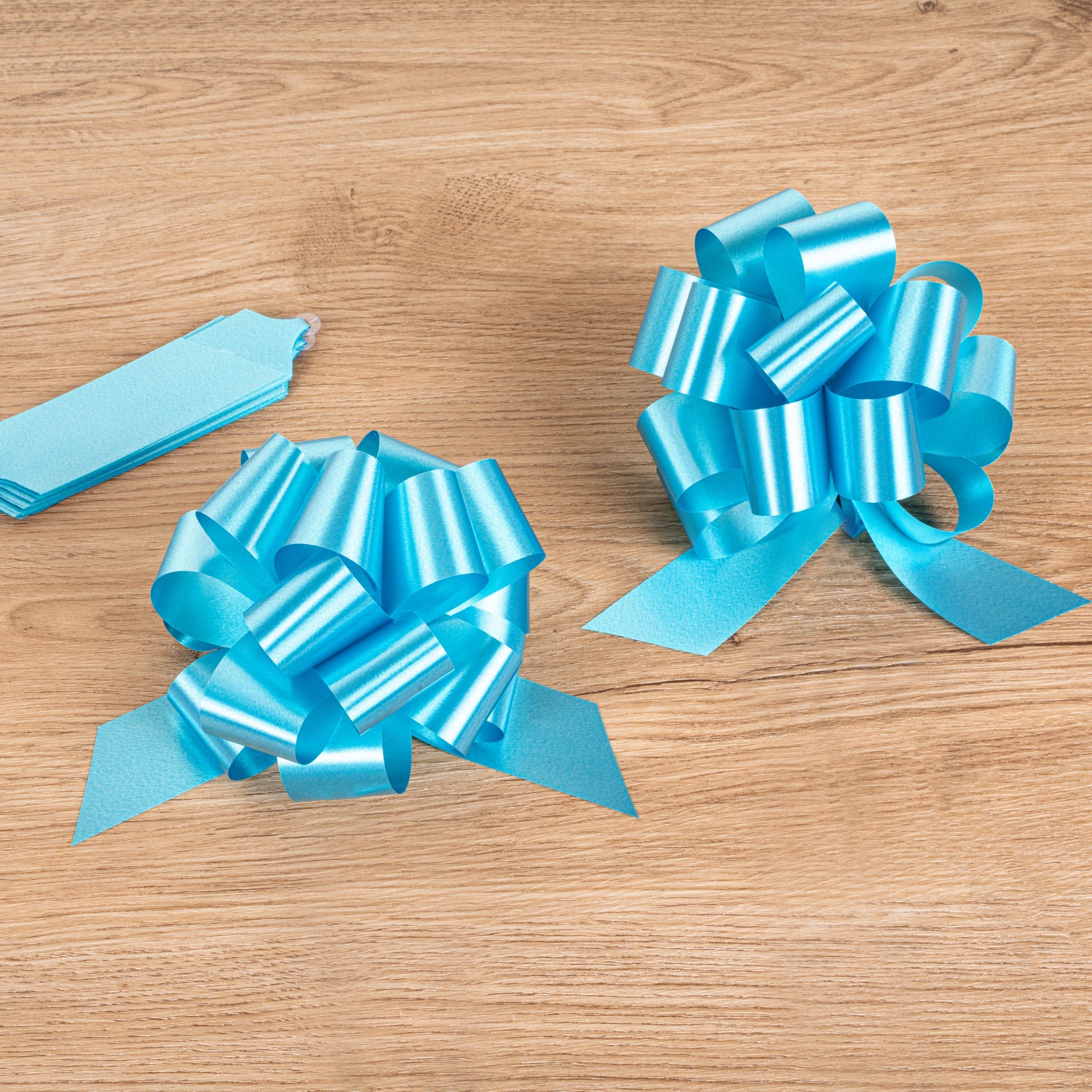 Gift Tek Teal Plastic Flora Satin Pull Bow - 5 1/2" - 1000 count box