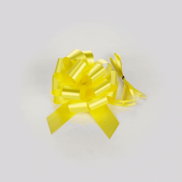 Gift Tek Yellow Plastic Flora Satin Pull Bow - 5 1/2" - 1000 count box