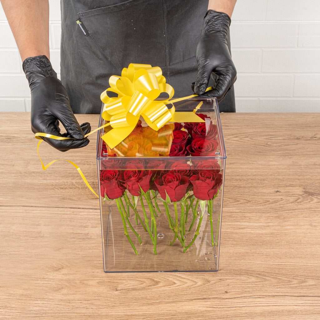 Gift Tek Yellow Plastic Flora Satin Pull Bow - 5 1/2" - 1000 count box