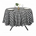 Table Tek Round Black Gingham Plastic Table Cover - 84" - 2 count box
