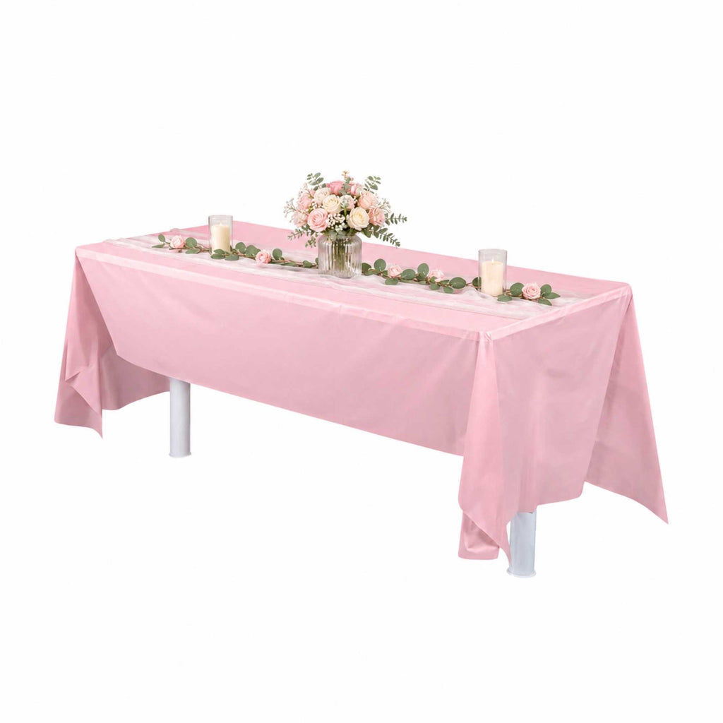 Table Tek Rectangle Pink Plastic Table Cover - 108" x 54" - 20 count box