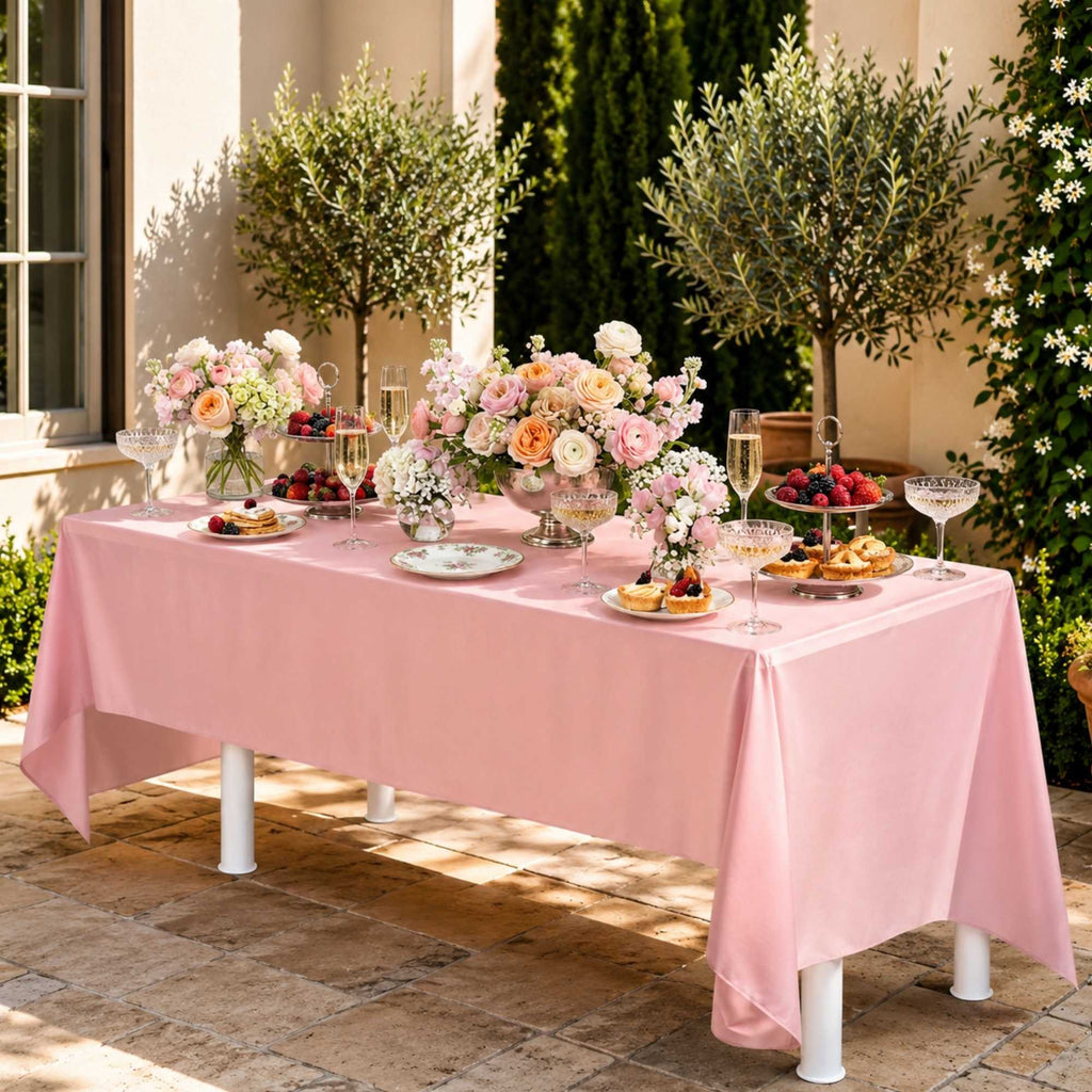 Table Tek Rectangle Pink Plastic Table Cover - 108" x 54" - 20 count box