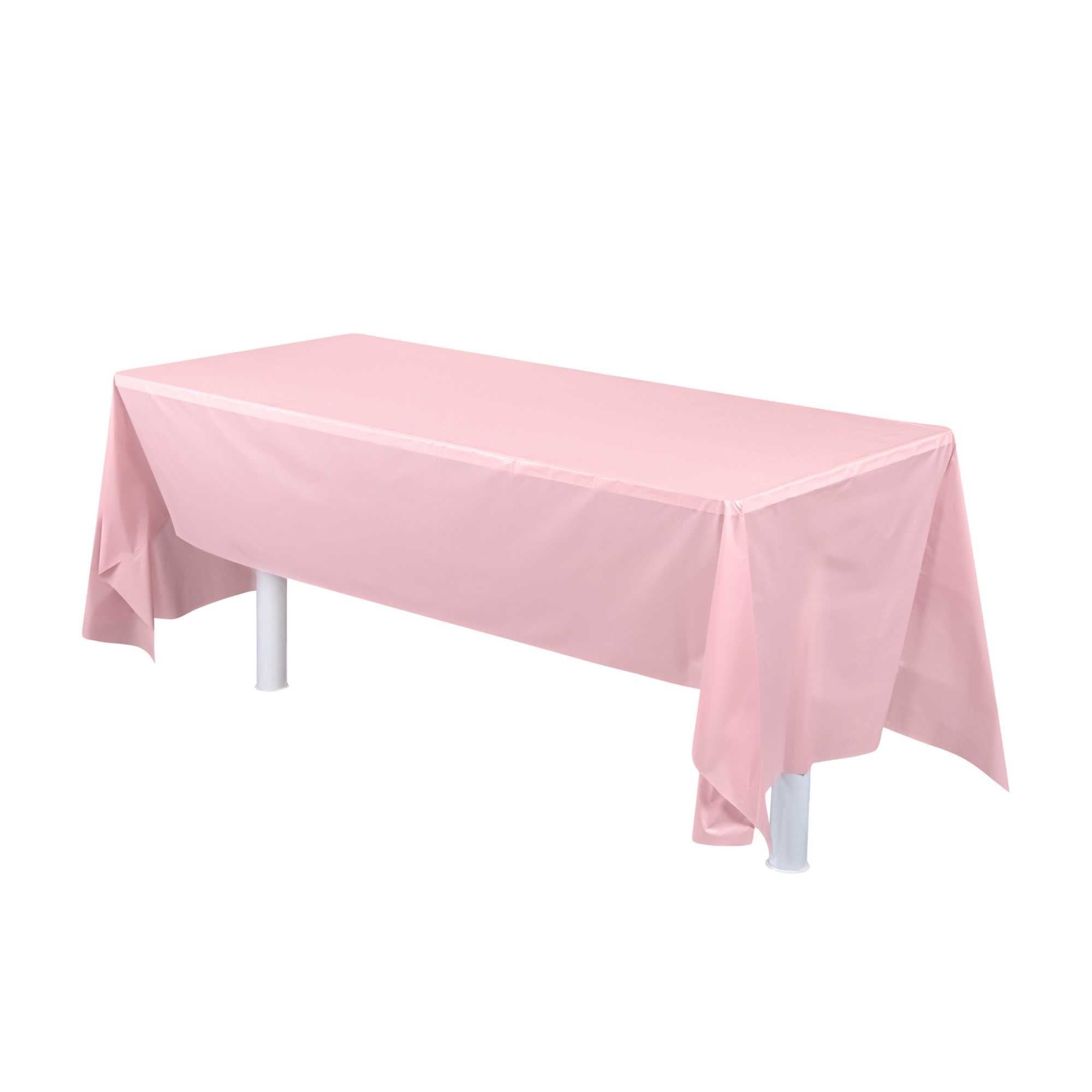 Table Tek Rectangle Pink Plastic Table Cover - 108" x 54" - 20 count box