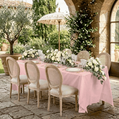 Table Tek Rectangle Pink Plastic Table Cover - 108" x 54" - 20 count box