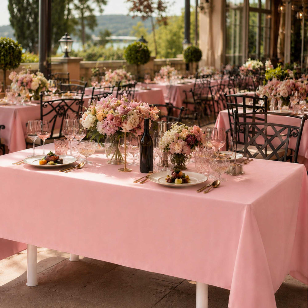 Table Tek Rectangle Pink Plastic Table Cover - 108" x 54" - 20 count box