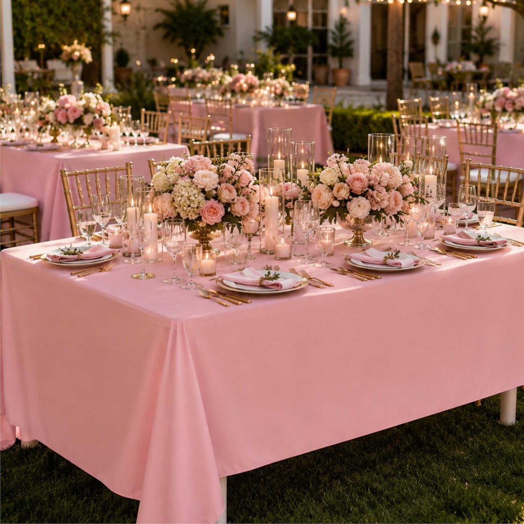 Table Tek Rectangle Pink Plastic Table Cover - 108" x 54" - 20 count box