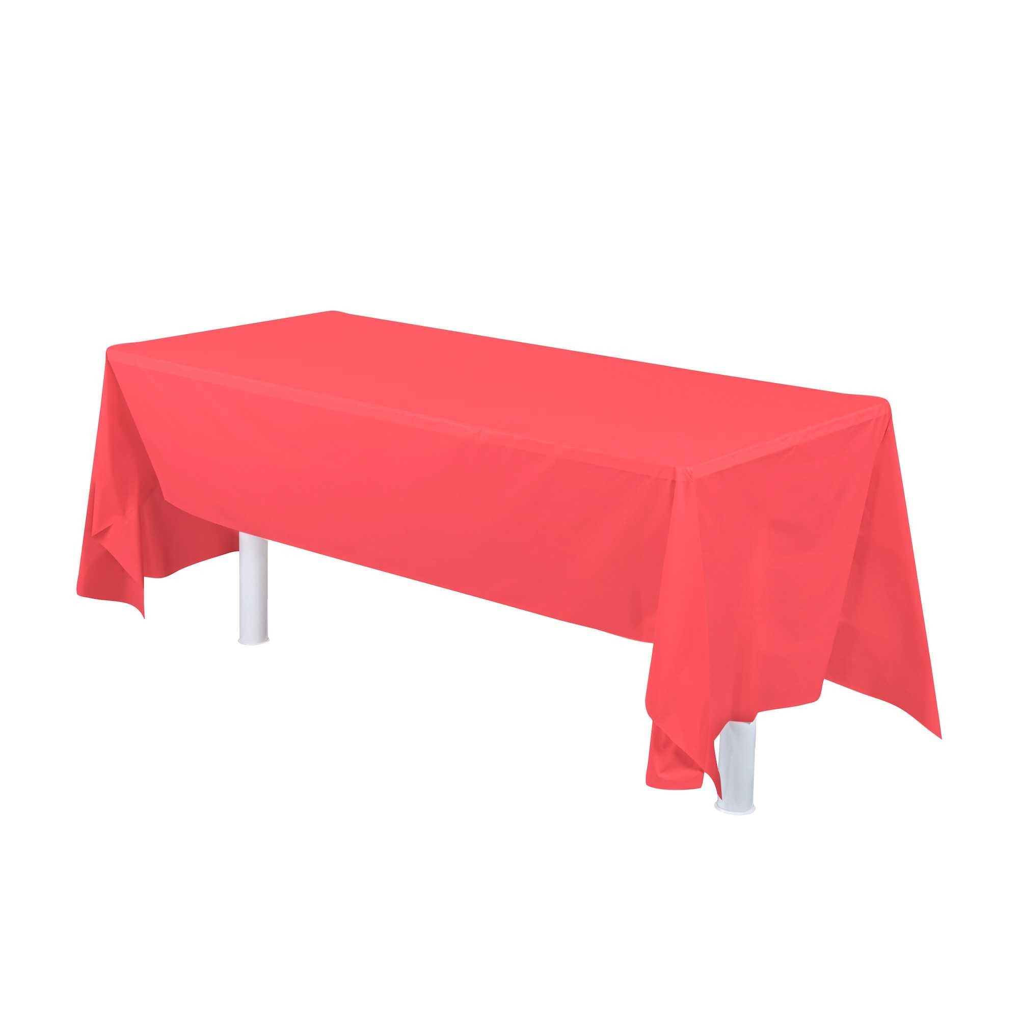 Table Tek Rectangle Red Plastic Table Cover - 108" x 54" - 2 count box