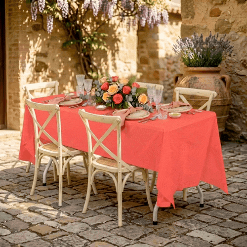 Table Tek Rectangle Red Plastic Table Cover - 108" x 54" - 2 count box
