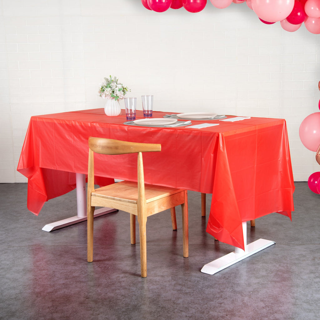 Table Tek Rectangle Red Plastic Table Cover - 108" x 54" - 2 count box