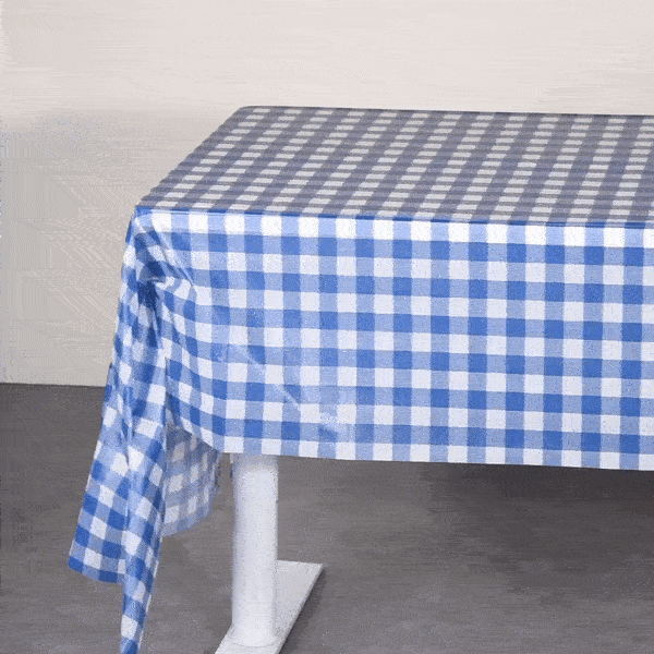 Table Tek Rectangle Gingham Blue Plastic Table Cover - 108" x 54" - 20 count box