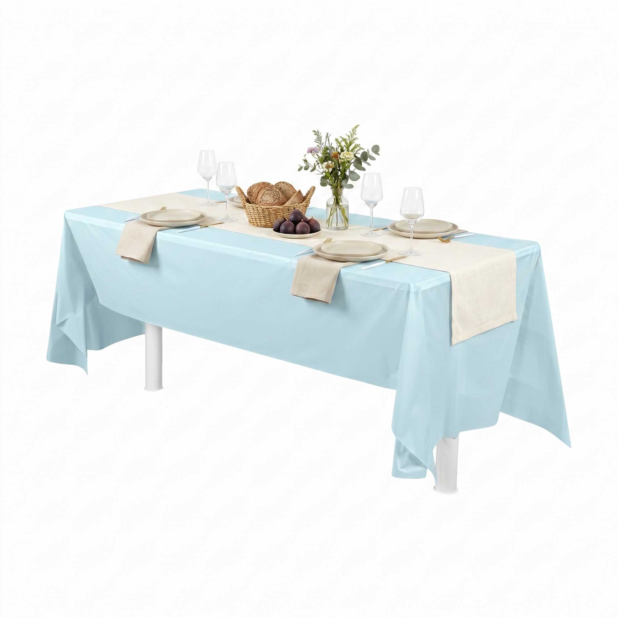 Table Tek Blue Plastic Table Cover Roll - with Slide Cutter - 100' x 54" - 10 count box