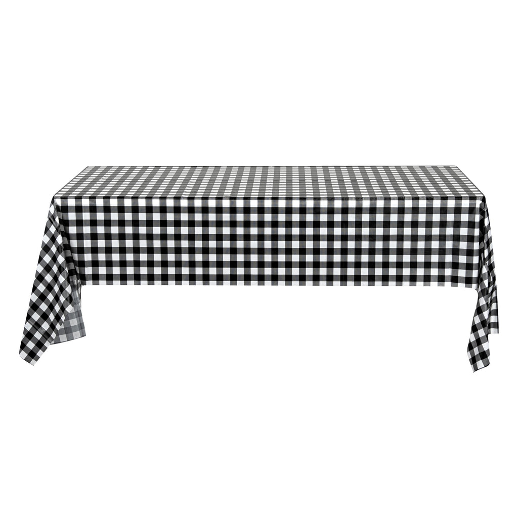 Table Tek Black Gingham Plastic Table Cover Roll - with Slide Cutter - 100' x 54" - 10 count box