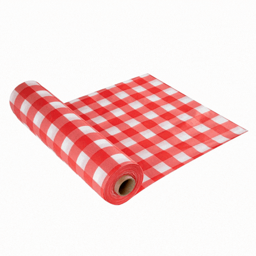 Table Tek Red Gingham Plastic Table Cover Roll - with Slide Cutter - 100' x 54" - 1 count box