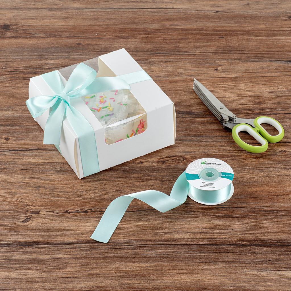 Gift Tek Aqua Blue Polyester Satin Ribbon - Single Face - 1" x 10 yds - 10 count box