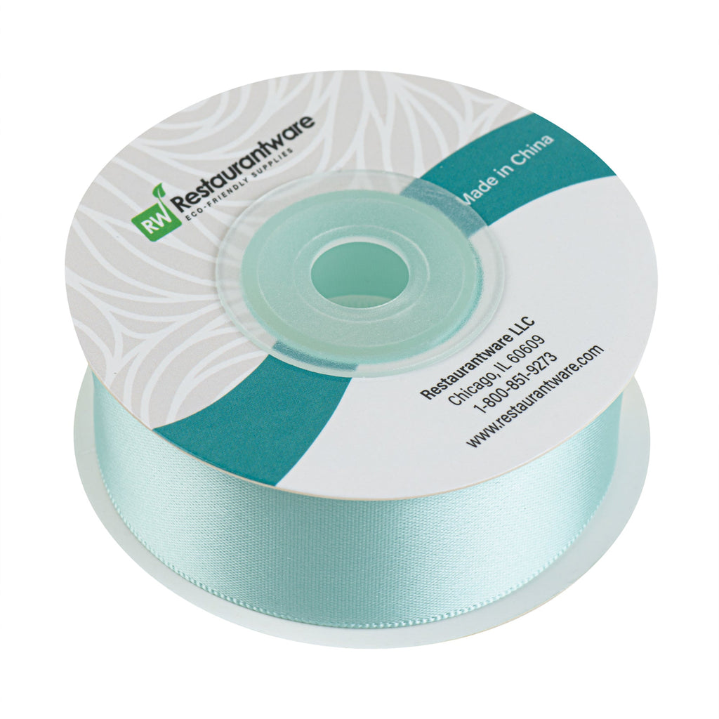 Gift Tek Aqua Blue Polyester Satin Ribbon - Single Face - 1" x 10 yds - 10 count box
