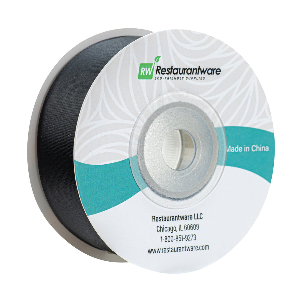 Gift Tek Black Polyester Satin Ribbon - Single Face - 1" x 10 yds - 10 count box
