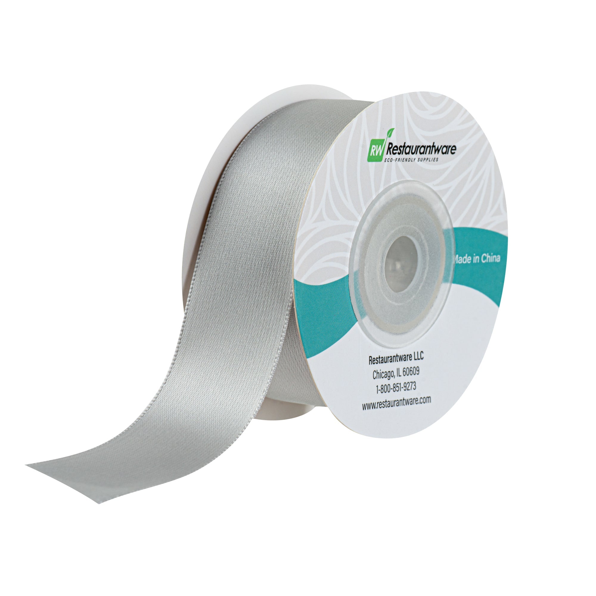 Gift Tek Gray Polyester Satin Ribbon - Single Face - 1" x 10 yds - 1 count box