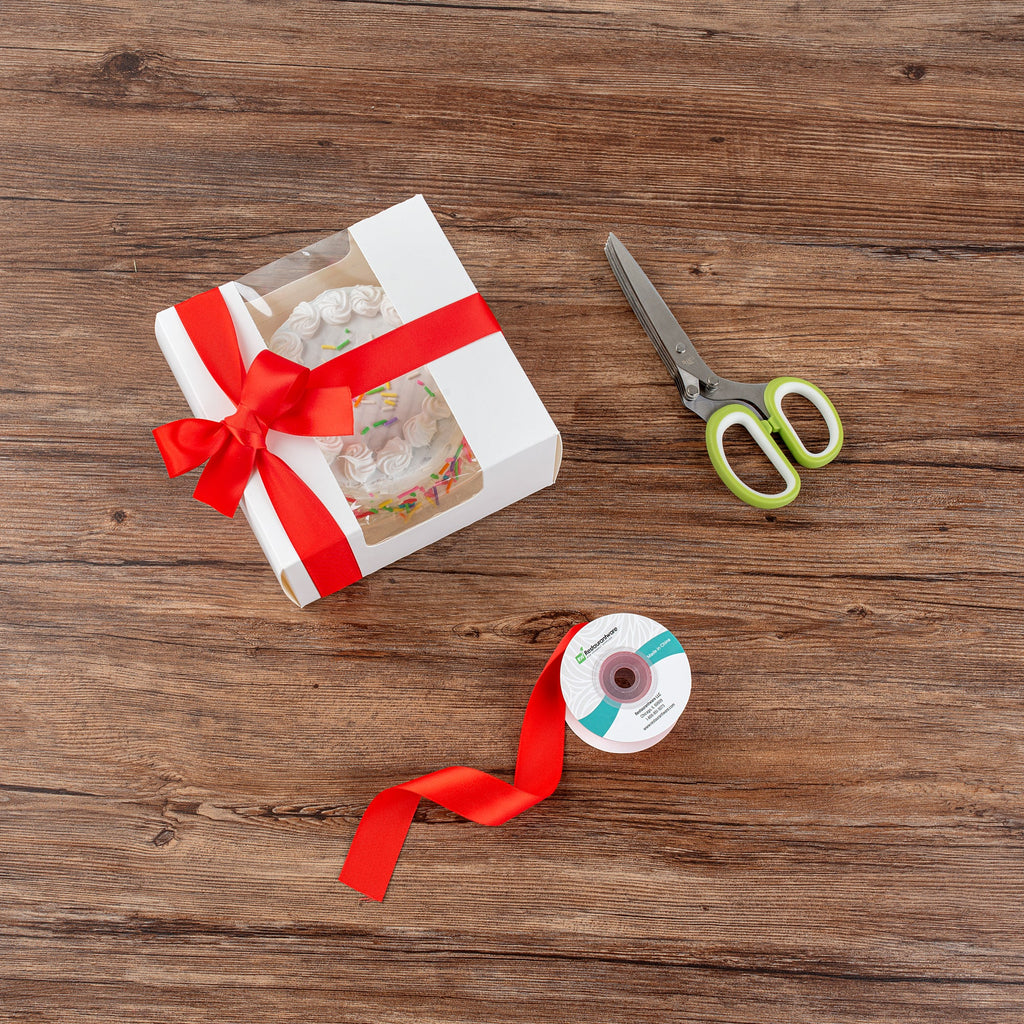 Gift Tek Red Polyester Satin Ribbon - Single Face - 1" x 10 yds - 1 count box