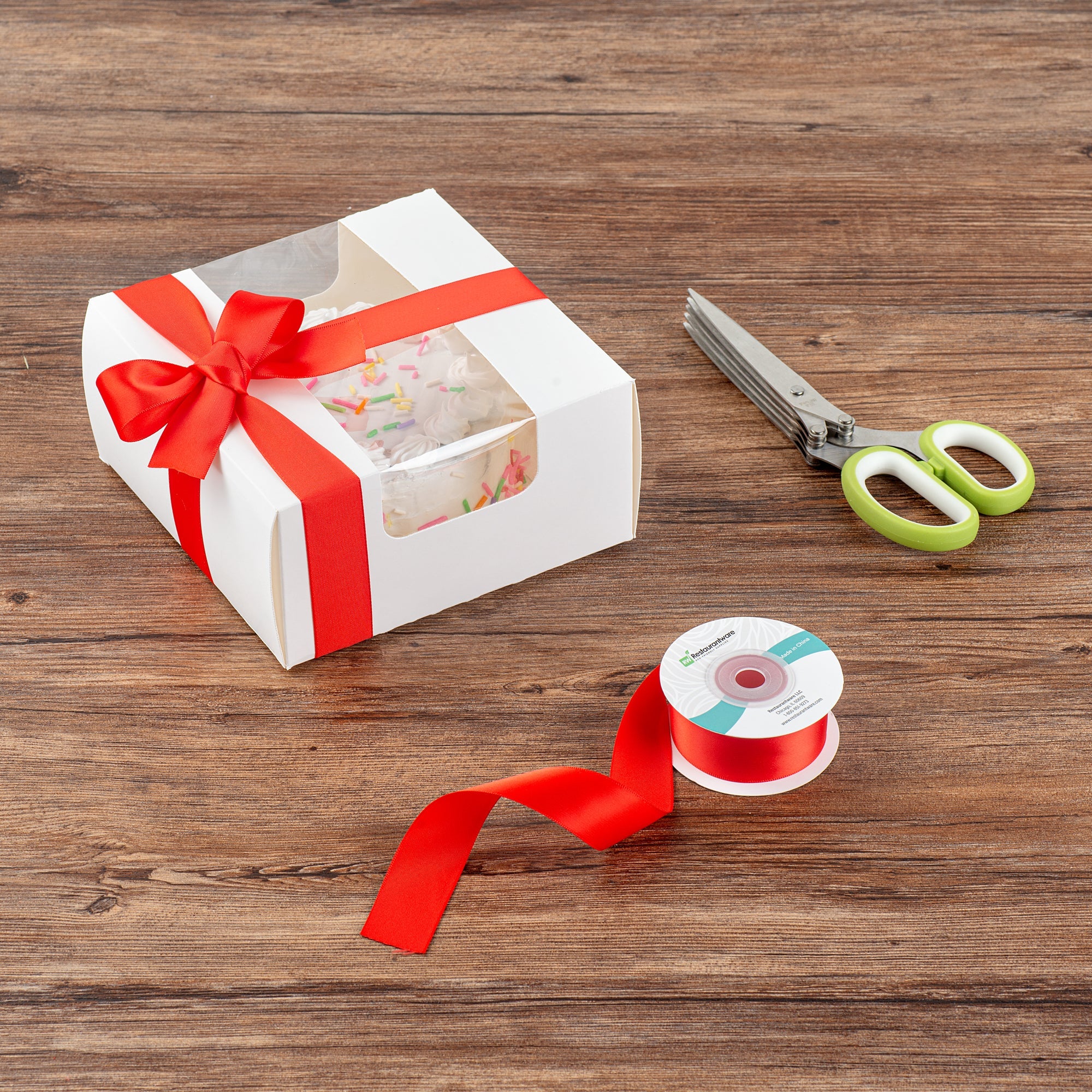 Gift Tek Red Polyester Satin Ribbon - Single Face - 1" x 10 yds - 10 count box