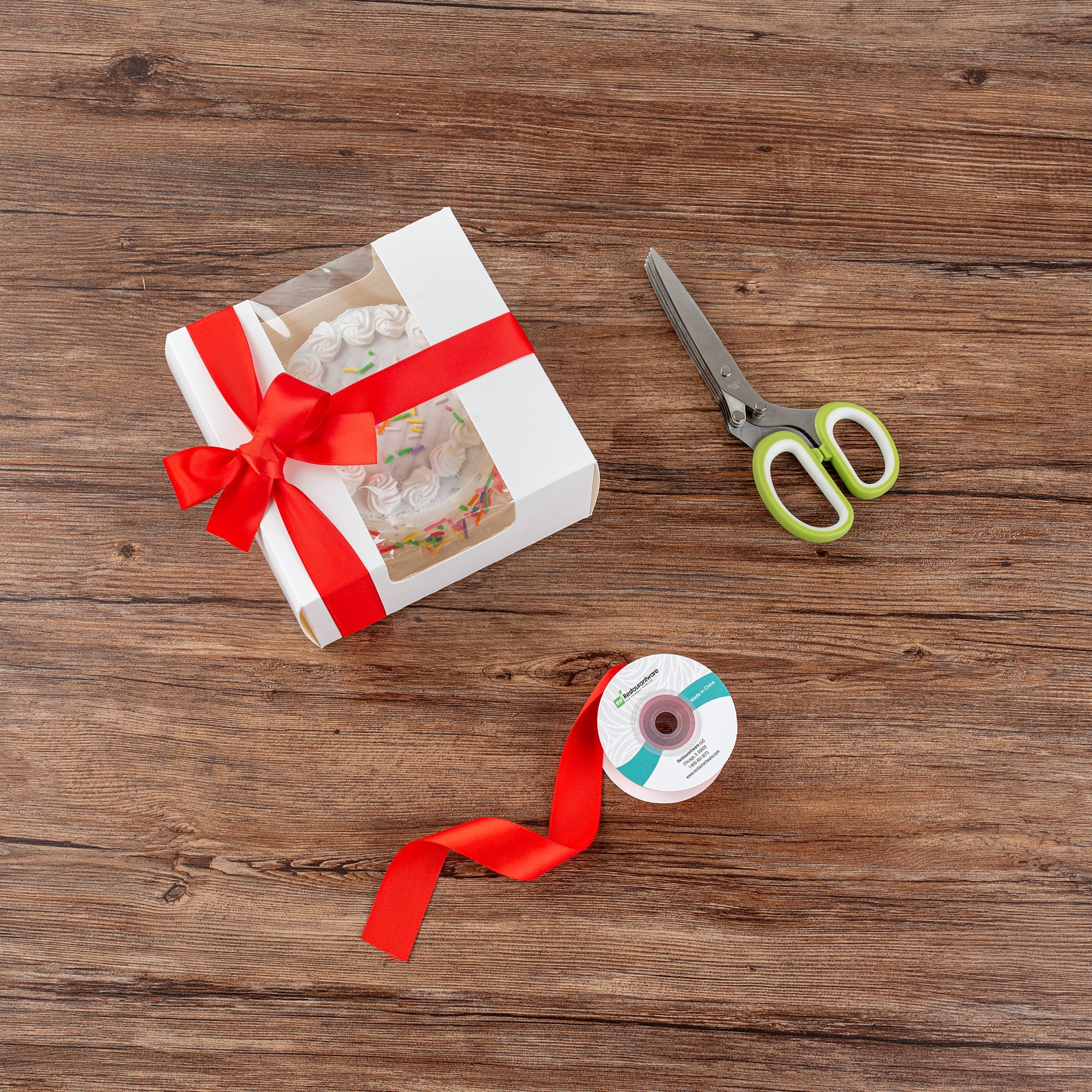 Gift Tek Red Polyester Satin Ribbon - Single Face - 1" x 10 yds - 10 count box