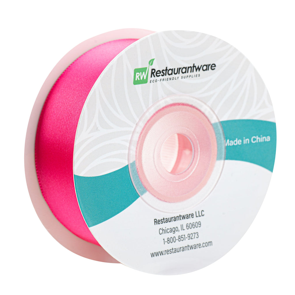 Gift Tek Shocking Pink Polyester Satin Ribbon - Single Face - 1" x 10 yds - 1 count box