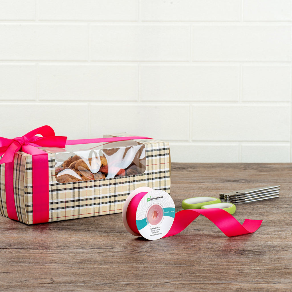 Gift Tek Shocking Pink Polyester Satin Ribbon - Single Face - 1" x 10 yds - 1 count box