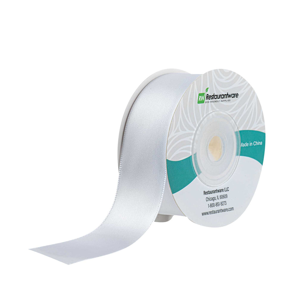 Gift Tek White Polyester Satin Ribbon - Single Face - 1" x 10 yds - 1 count box