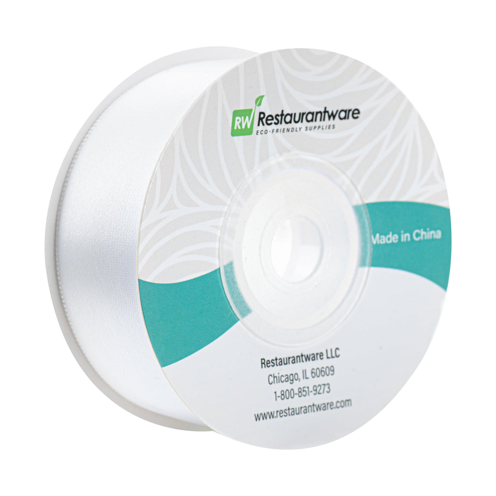 Gift Tek White Polyester Satin Ribbon - Single Face - 1" x 10 yds - 10 count box