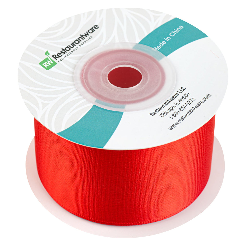 Gift Tek Red Polyester Satin Ribbon - Single Face - 1 1/2" x 10 yds - 1 count box
