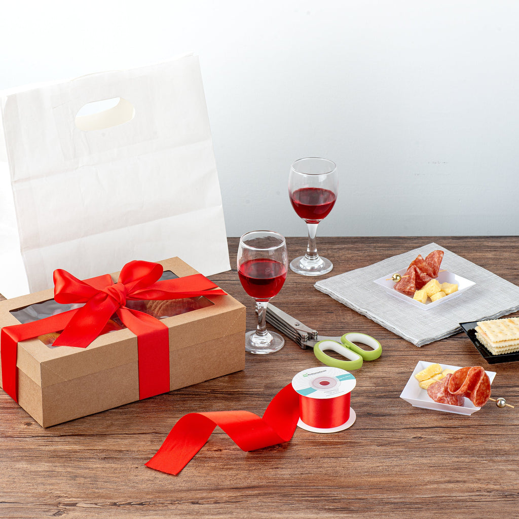 Gift Tek Red Polyester Satin Ribbon - Single Face - 1 1/2" x 10 yds - 1 count box