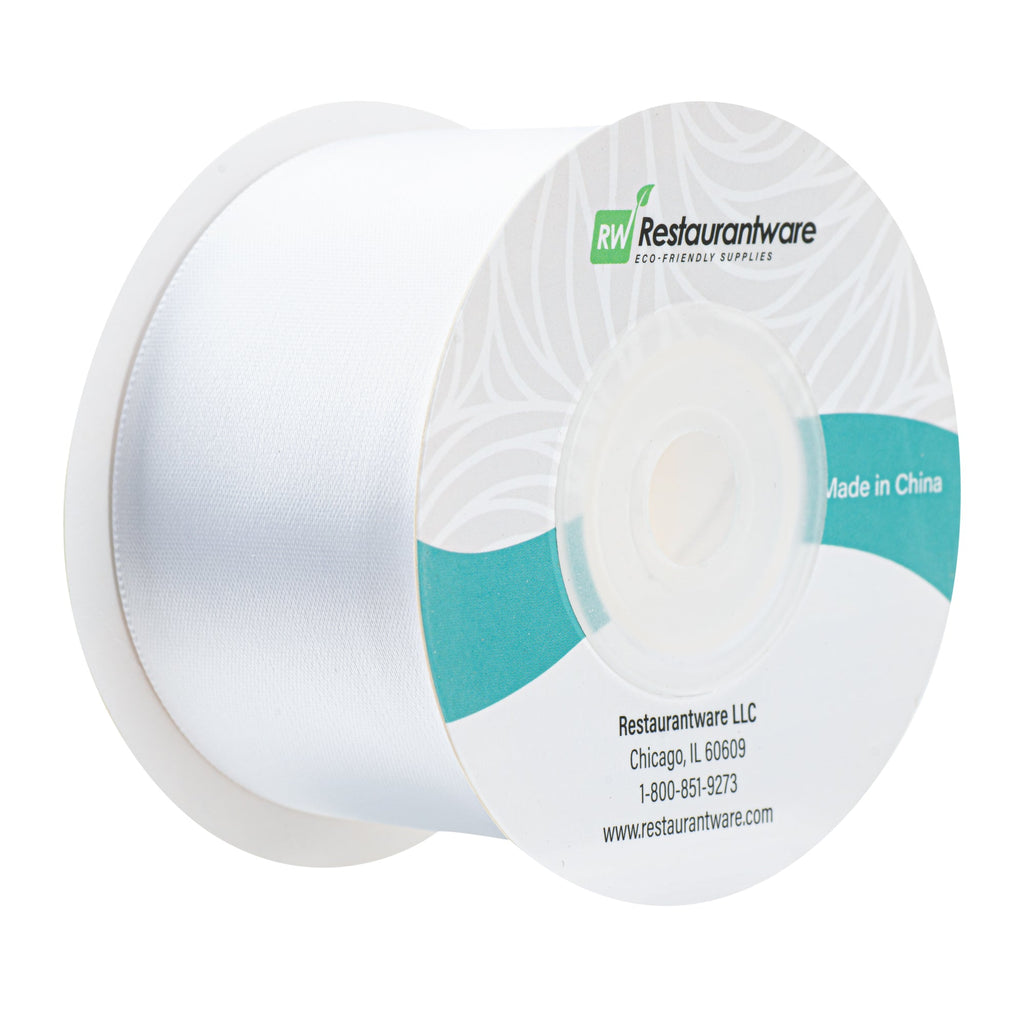 Gift Tek White Polyester Satin Ribbon - Single Face - 1 1/2" x 10 yds - 10 count box