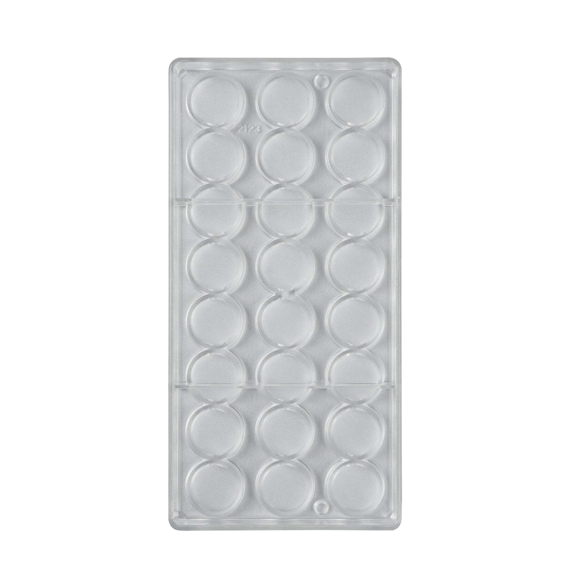 Pastry Tek Polycarbonate Cylinder Shape Candy / Chocolate Mold - 24-Compartment - 10 count box