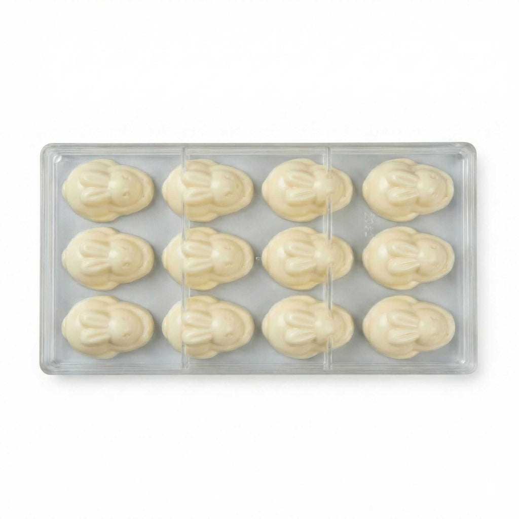 Pastry Tek Polycarbonate Bunny Candy / Chocolate Mold - 12-Compartment - 10 count box