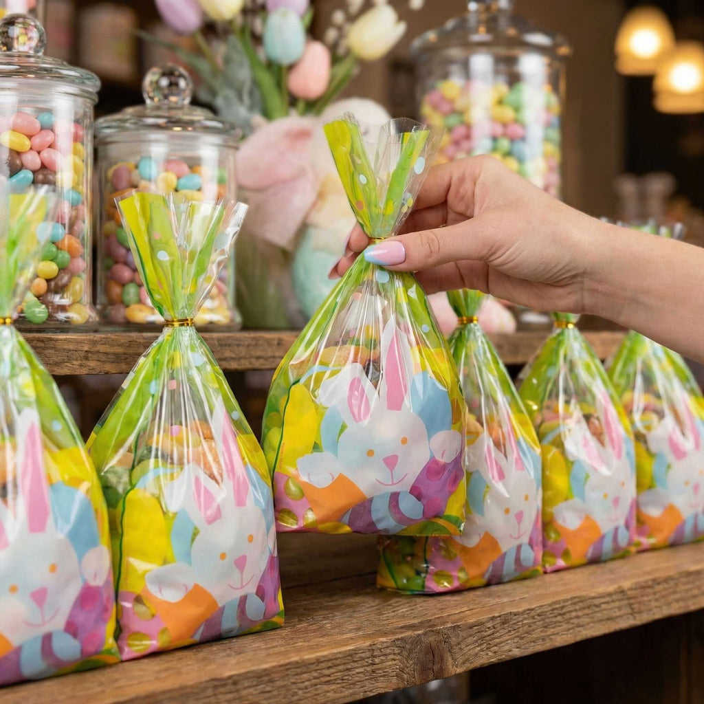 Bag Tek Plastic Candy Bag - Easter Bunny, Gusseted - 5" x 3" x 11" - 100 count box