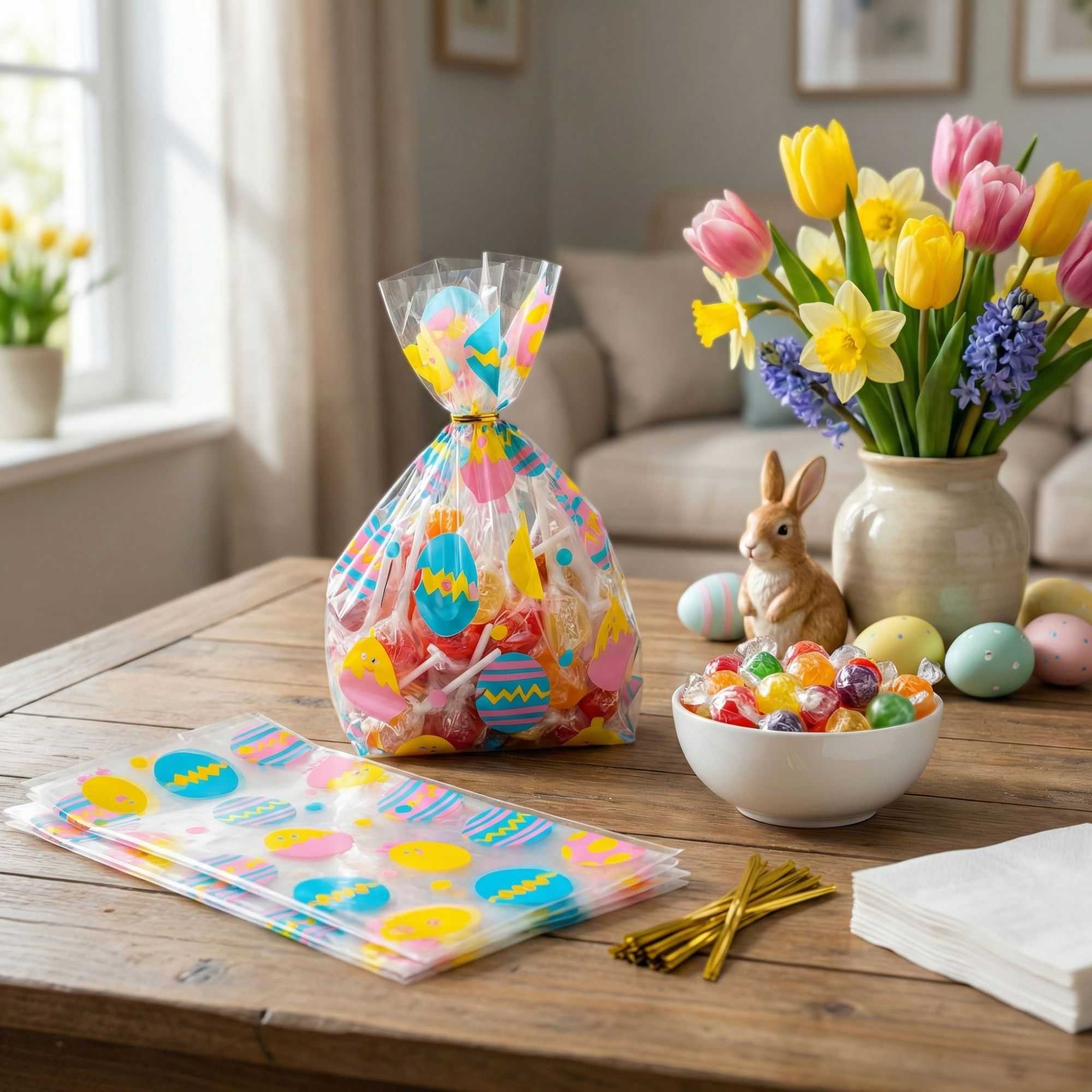 Bag Tek Plastic Candy Bag - Easter Chicks, Gusseted - 5" x 3" x 11" - 4000 count box