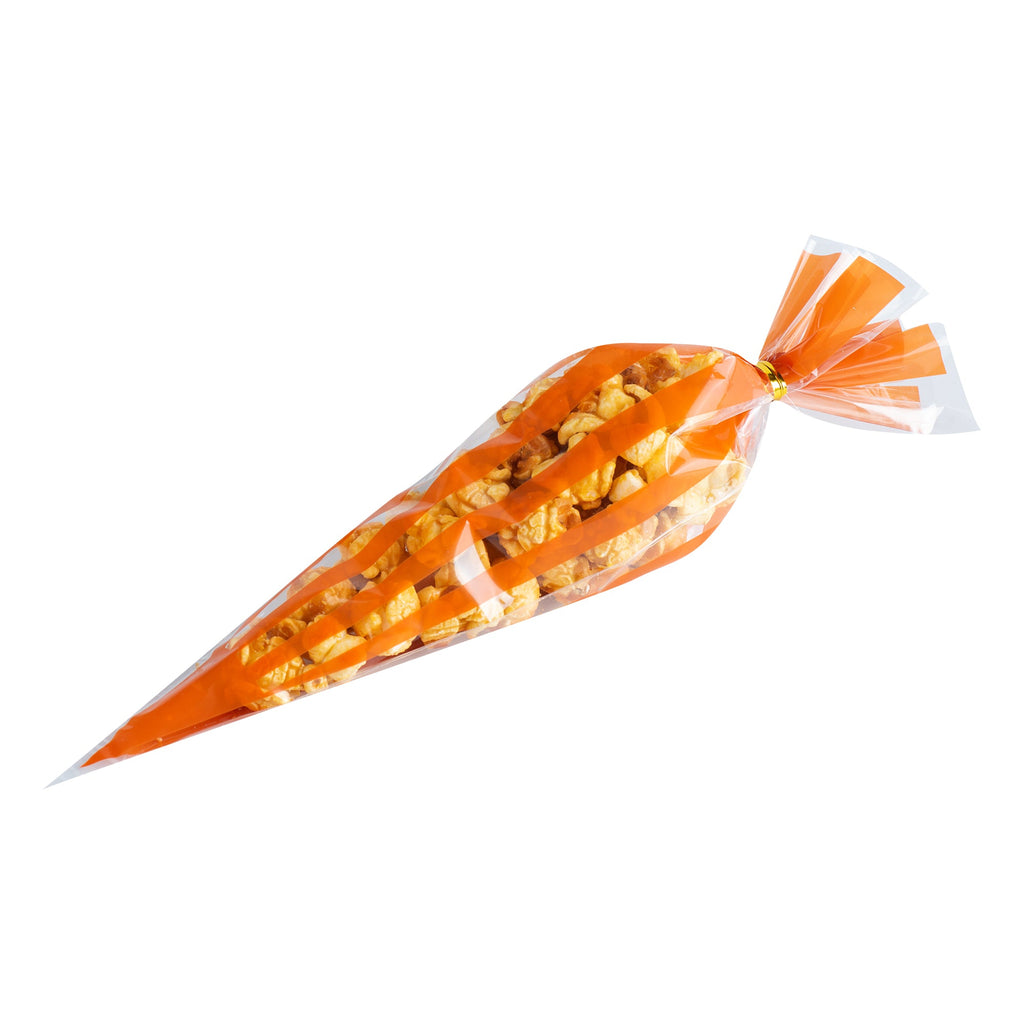 Bag Tek Plastic Cone Bag - Orange Stripes - 6" x 11" - 100 count box