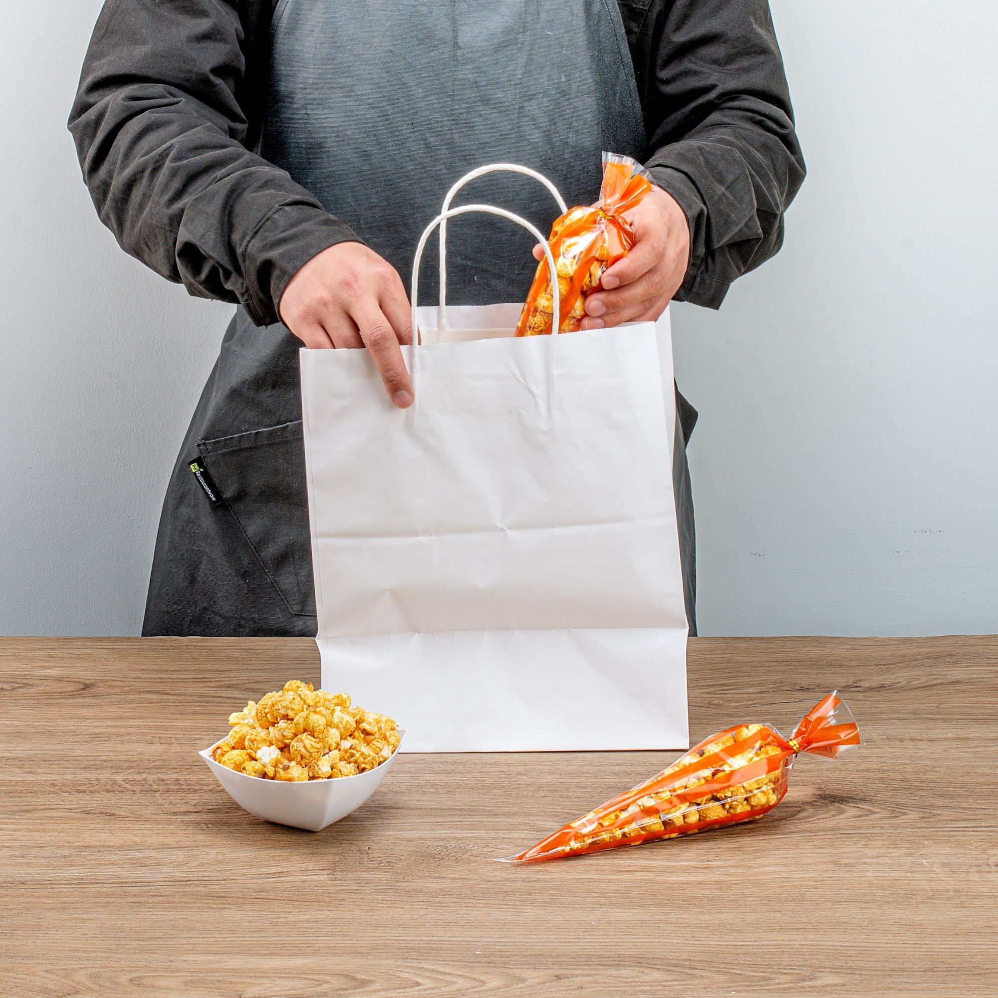 Bag Tek Plastic Cone Bag - Orange Stripes - 6" x 11" - 100 count box