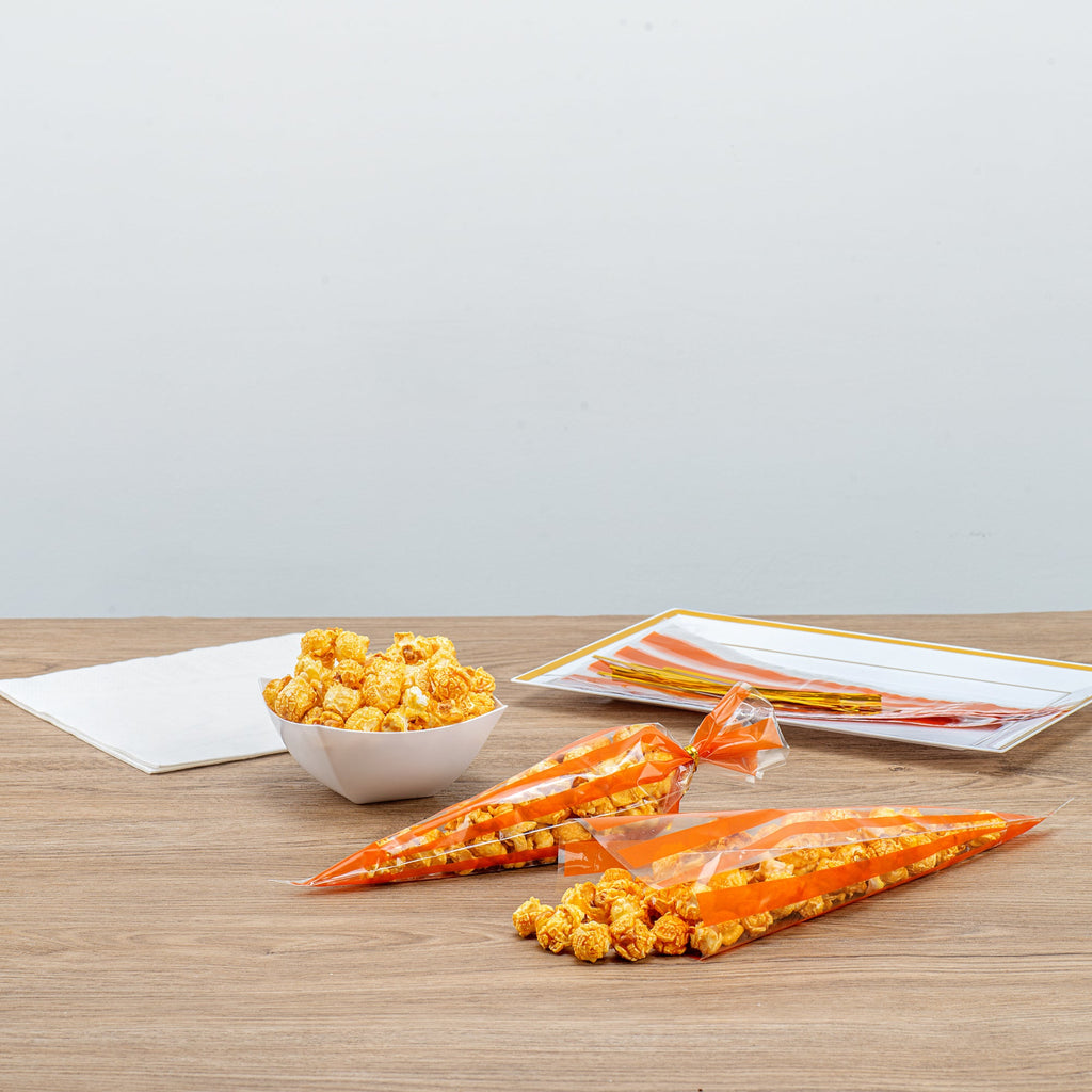 Bag Tek Plastic Cone Bag - Orange Stripes - 6" x 11" - 8000 count box