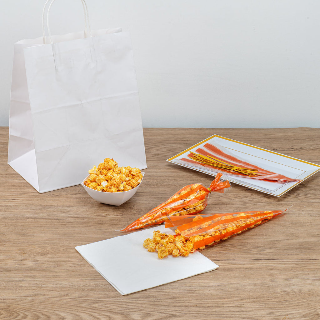 Bag Tek Plastic Cone Bag - Orange Stripes - 6" x 11" - 8000 count box