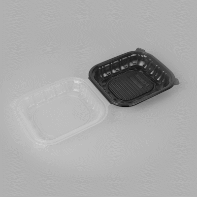 Thermo Tek 54 oz Black Plastic Clamshell Container - Microwavable - 10 1/4" x 9" x 3" - 100 count box